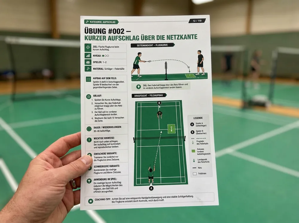 Illustrierte Badminton-Übung