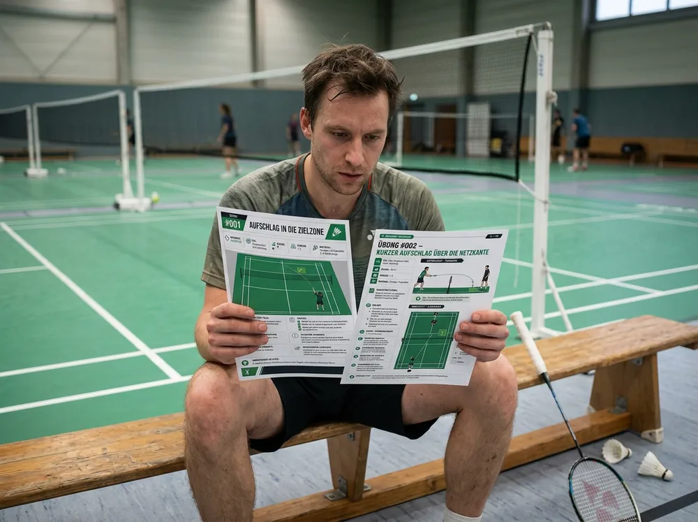Illustrierte Badminton-Übung