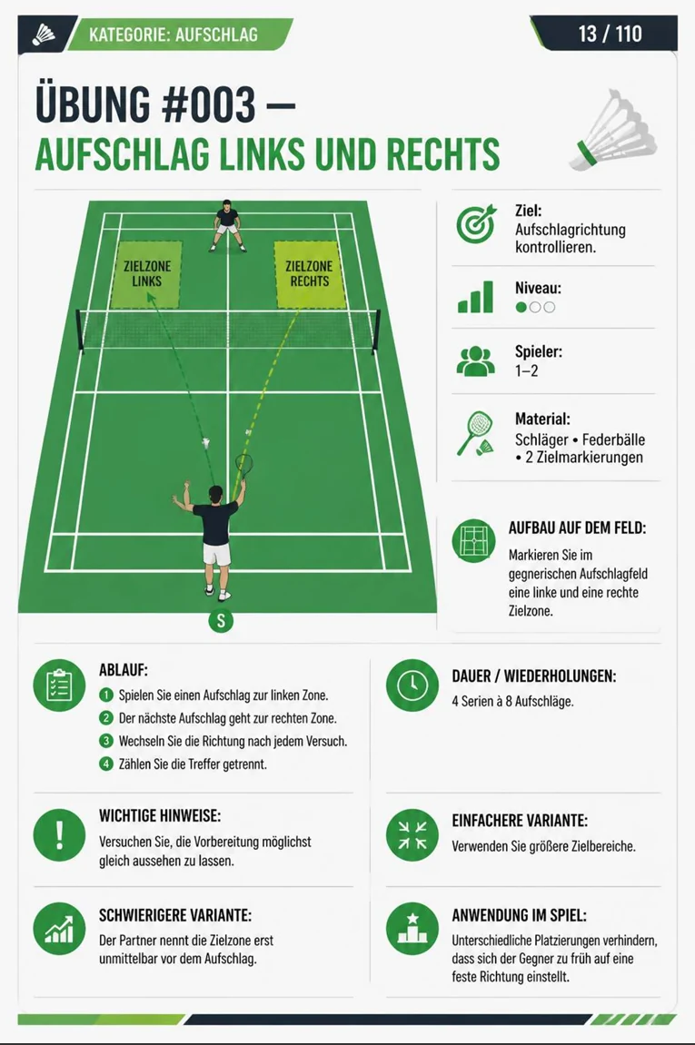 Seite aus dem illustrierten Badminton-Übungsbuch 3
