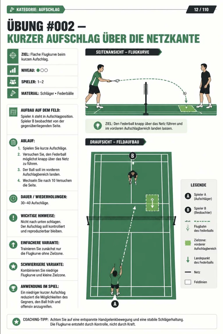 Seite aus dem illustrierten Badminton-Übungsbuch 4