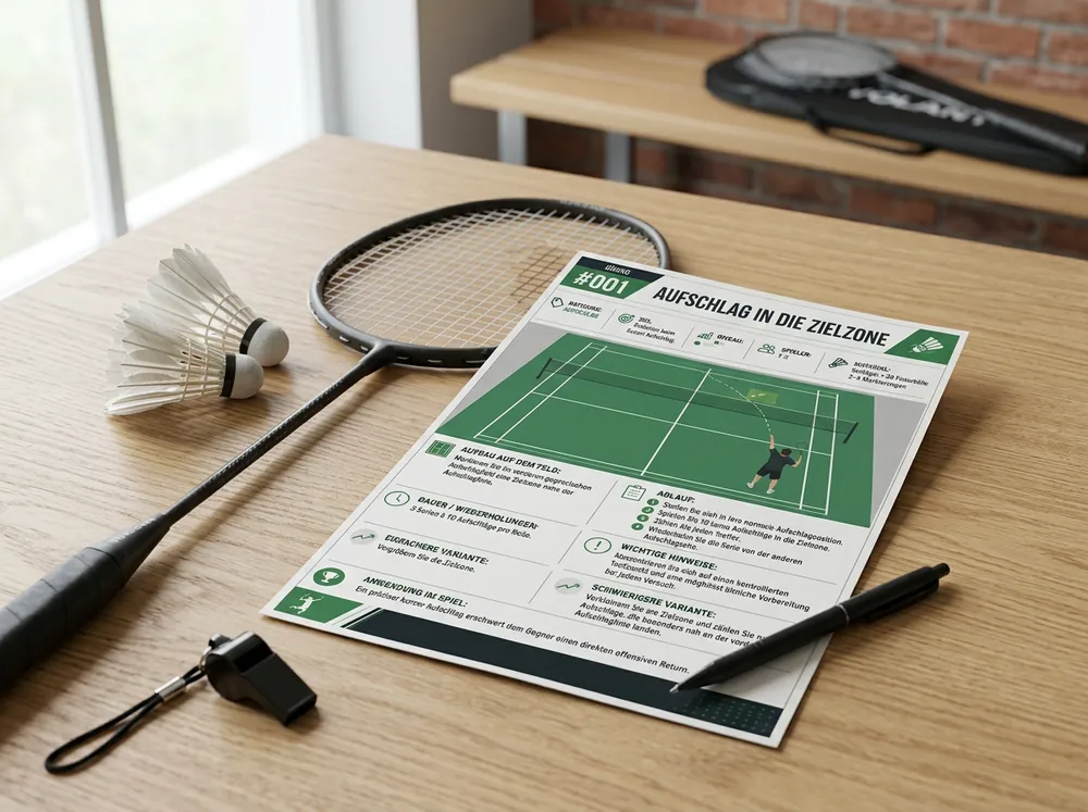 Illustrierte Badminton-Übung