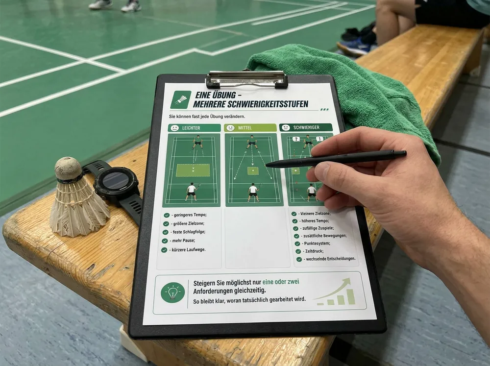Illustrierte Badminton-Übung